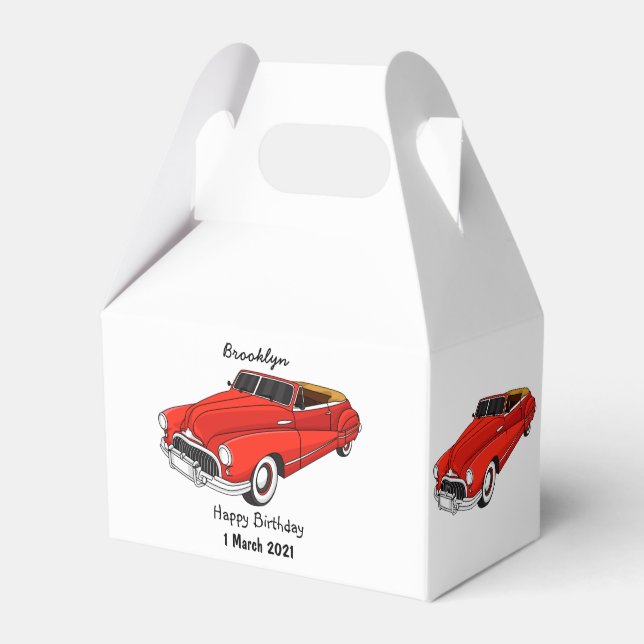 Classic red 1948 automobile favour box (Front Side)