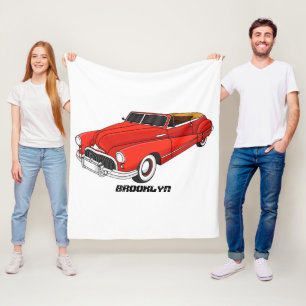 Classic red 1948 automobile fleece blanket