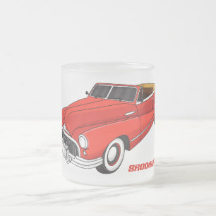 Classic red 1948 automobile frosted glass coffee mug