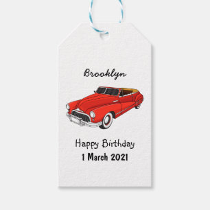 Classic red 1948 automobile gift tags