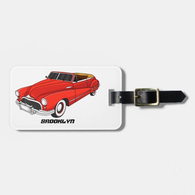 Classic red 1948 automobile  luggage tag (Front Horizontal)