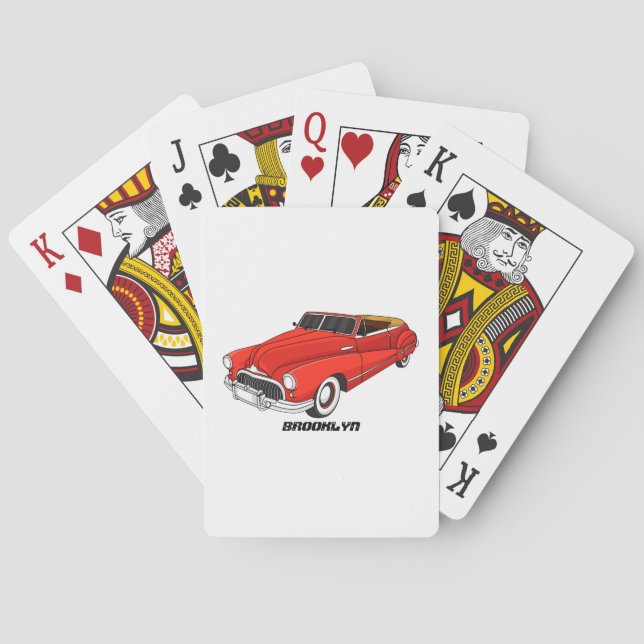 Classic red 1948 automobile playing cards (Back)