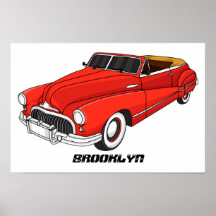 Classic red 1948 automobile  poster