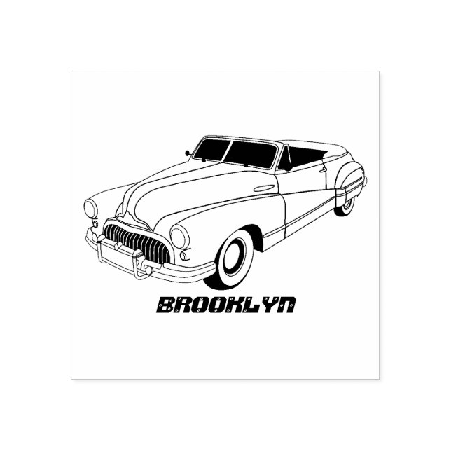 Classic red 1948 automobile  rubber stamp (Imprint)