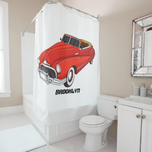 Classic red 1948 automobile shower curtain
