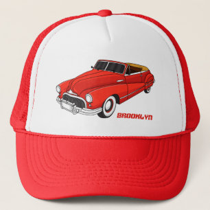 Classic red 1948 automobile trucker hat