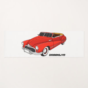 Classic red 1948 automobile yoga mat