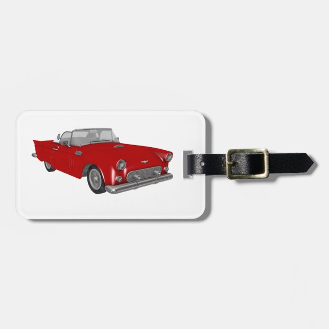 Classic Red 50's Car Luggage Tag (Front Horizontal)