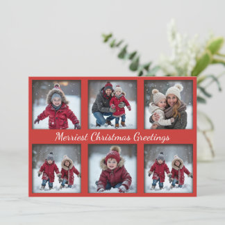 Classic Red 6-Photo Christmas Greetings | Family Holiday Card