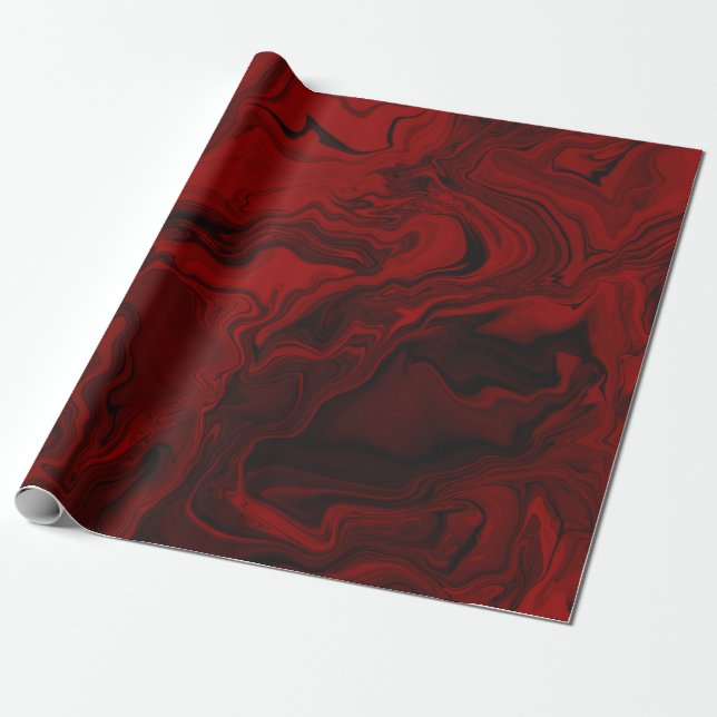 Classic Red and Black Marble Wrapping Paper (Unrolled)