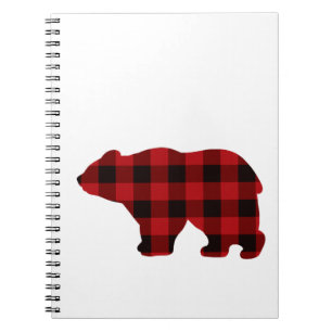 Classic red and black plaid Bear design Notebook