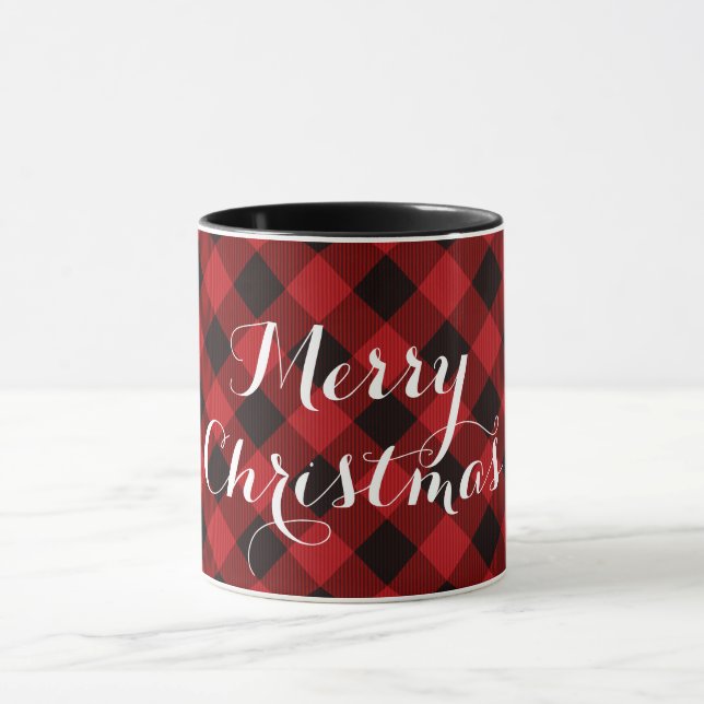 Classic red and black plaid - Merry Christmas  Mug (Center)
