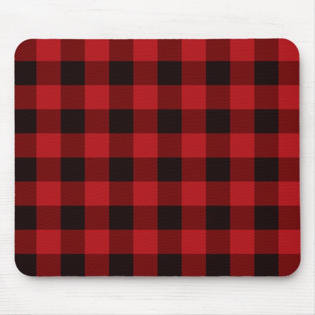 Classic red and black plaid pattern mouse mat (Front)