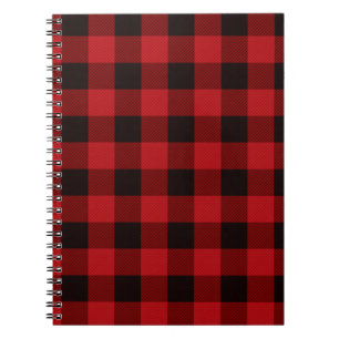 Classic red and black plaid pattern notebook