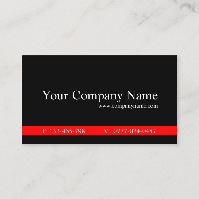 Classic Red and Black Professional - Business Card (Front)