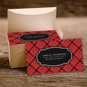 Classic Red and Black Tartan Plaid Pattern Business Card