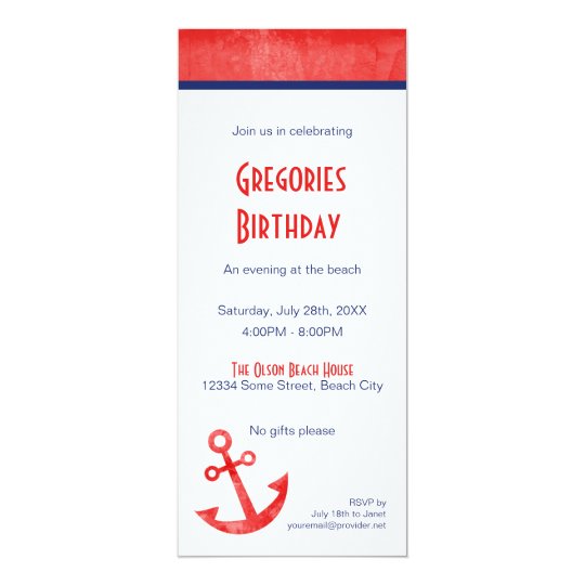 Classic Red and Blue Anchor Invitation