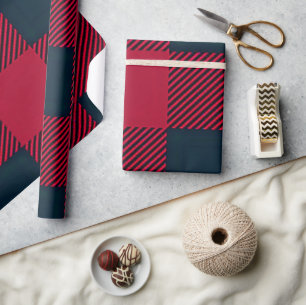Classic Red and blue Buffalo Plaid Christmas Wrapping Paper