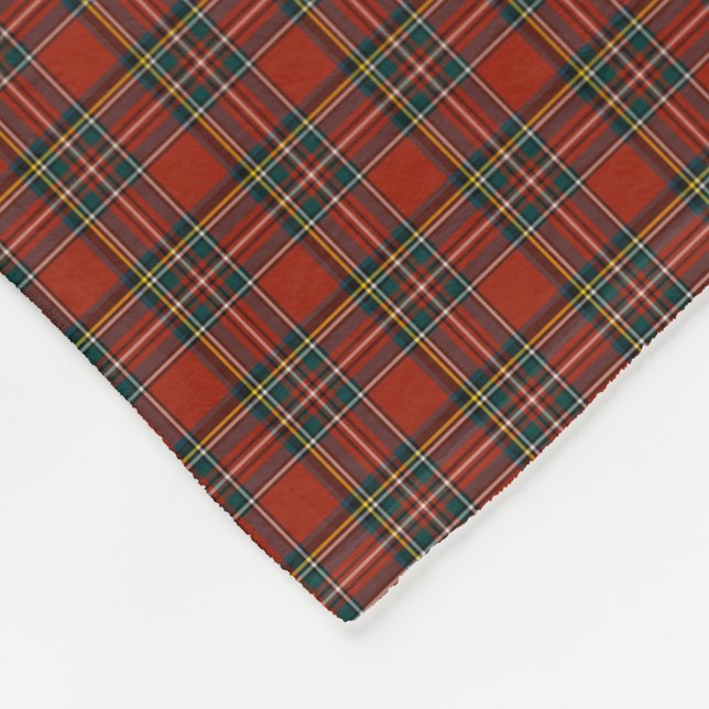 Classic Red and Blue Royal Stewart Tartan Fleece Blanket (Corner)