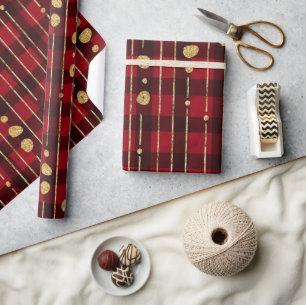 Classic Red and Gold Buffalo Plaid Christmas Wrapping Paper