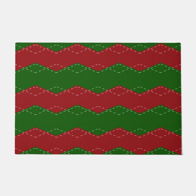 Classic red and green Christmas   Doormat (Front)