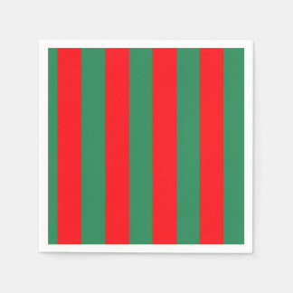 Classic Red and Green Christmas Stripes Napkin