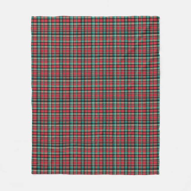 Classic red and green Christmas tartan blanket (Front)