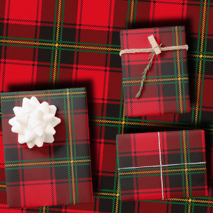 Classic Red and Green Christmas Tartan Plaid Wrapping Paper Sheet