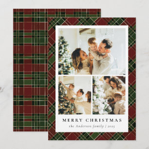 Classic Red and Green & Photo Collage Christmas Holiday Card