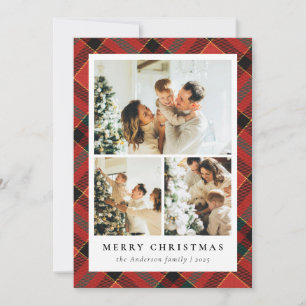 Classic Red and Green & Photo Collage Christmas Holiday Card