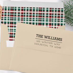 Classic Red and Green Plaid Country Holiday Envelope