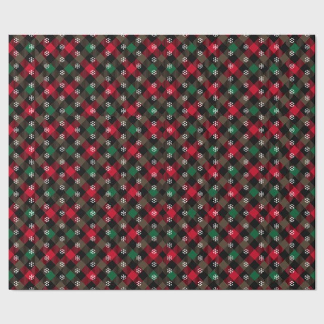 Classic Red and Green Plaid traditional Christmas  Wrapping Paper (Seam)