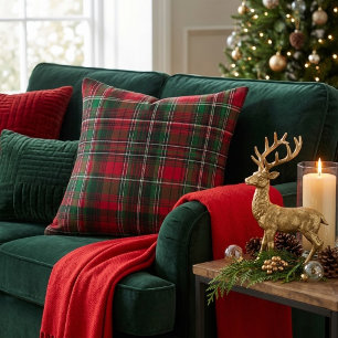 Classic Red and Green Tartan Plaid Cushion