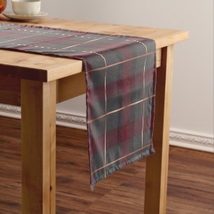 Classic Red and Grey Plaid Tartan Short Table Runner