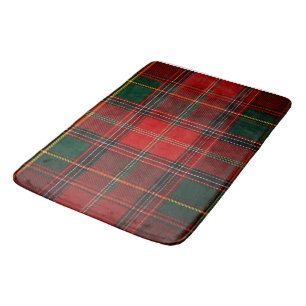 Classic Red and Hunter Green Plaid Tartan Bath Mat