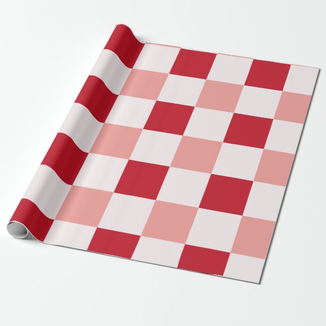 Classic Red and Pink Chequerboard Pattern Wrapping Paper (Unrolled)