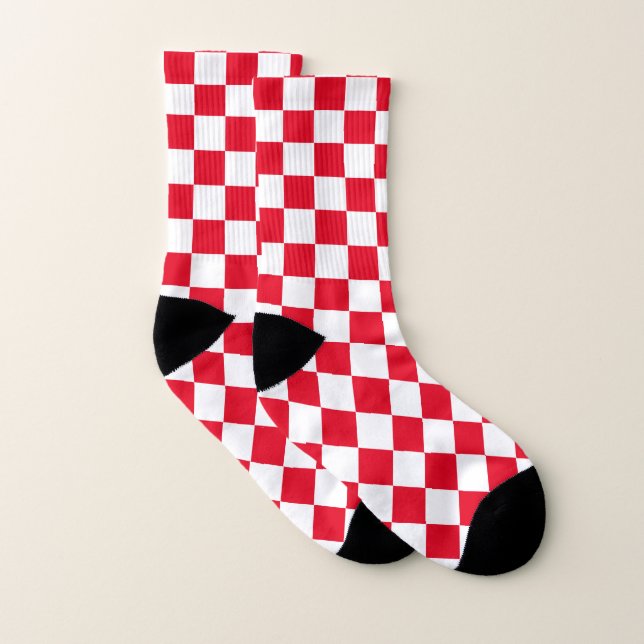 Classic Red and White chequered chequered pattern  Socks (Pair)