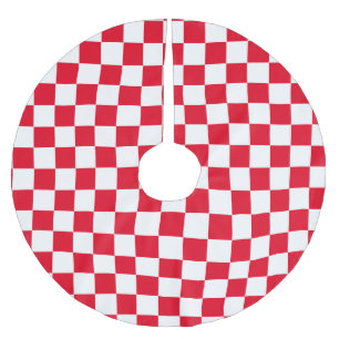 Classic Red and White chequered pattern  Brushed Polyester Tree Skirt