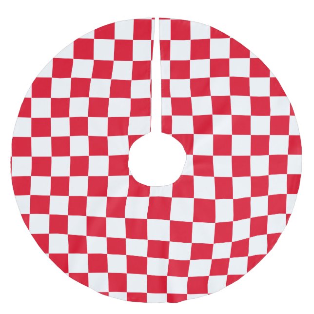 Classic Red and White chequered pattern  Brushed Polyester Tree Skirt (Front)