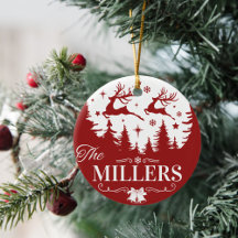 Classic Red and White Christmas Custom Family Name