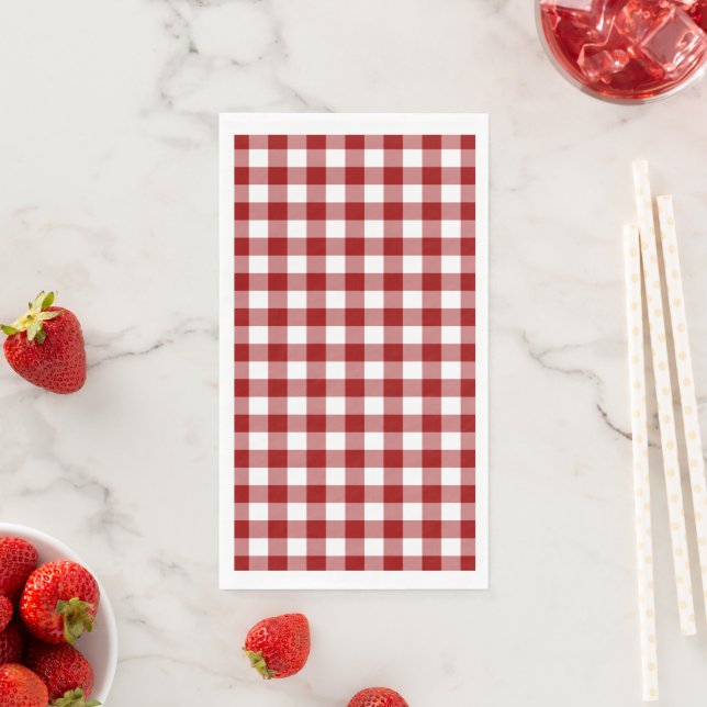 Classic Red and White Gingham Check Napkin (Insitu)