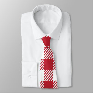 Classic Red and White Gingham Checkered Pattern Tie