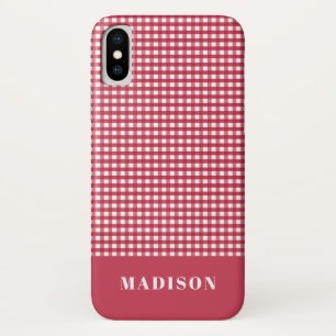 Classic Red and White Gingham Chequered Pattern iPhone X Case