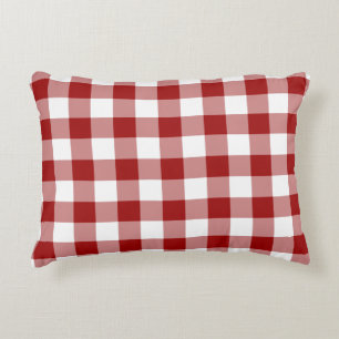 Classic Red and White Gingham Pattern Decorative Cushion