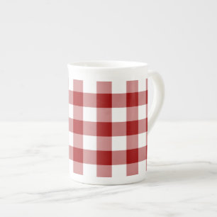 Classic Red and White Gingham Pattern Mug