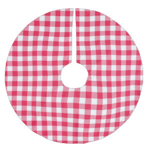 Classic Red and White Gingham Pattern Rustic Brushed Polyester Tree Skirt