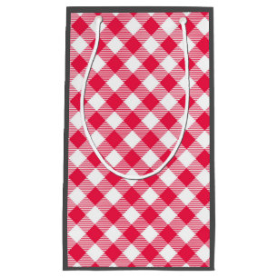 Classic Red and White Gingham Pattern Rustic Small Gift Bag