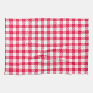 Classic Red and White Gingham Pattern Rustic Tea Towel