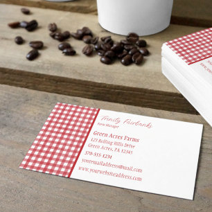 Classic Red and White Gingham Plaid Business Card