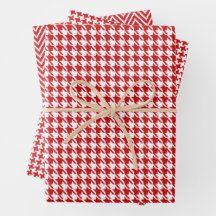 Classic Red and White Houndstooth Pattern 